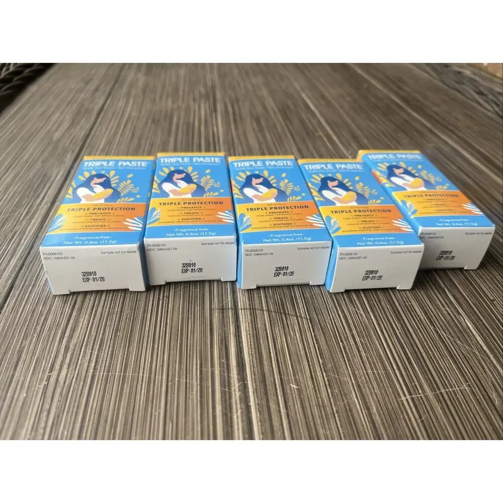 5pk Triple Paste Diaper Rash Ointment 3 Oz Medicated Skin Protectant Exp 01/2028